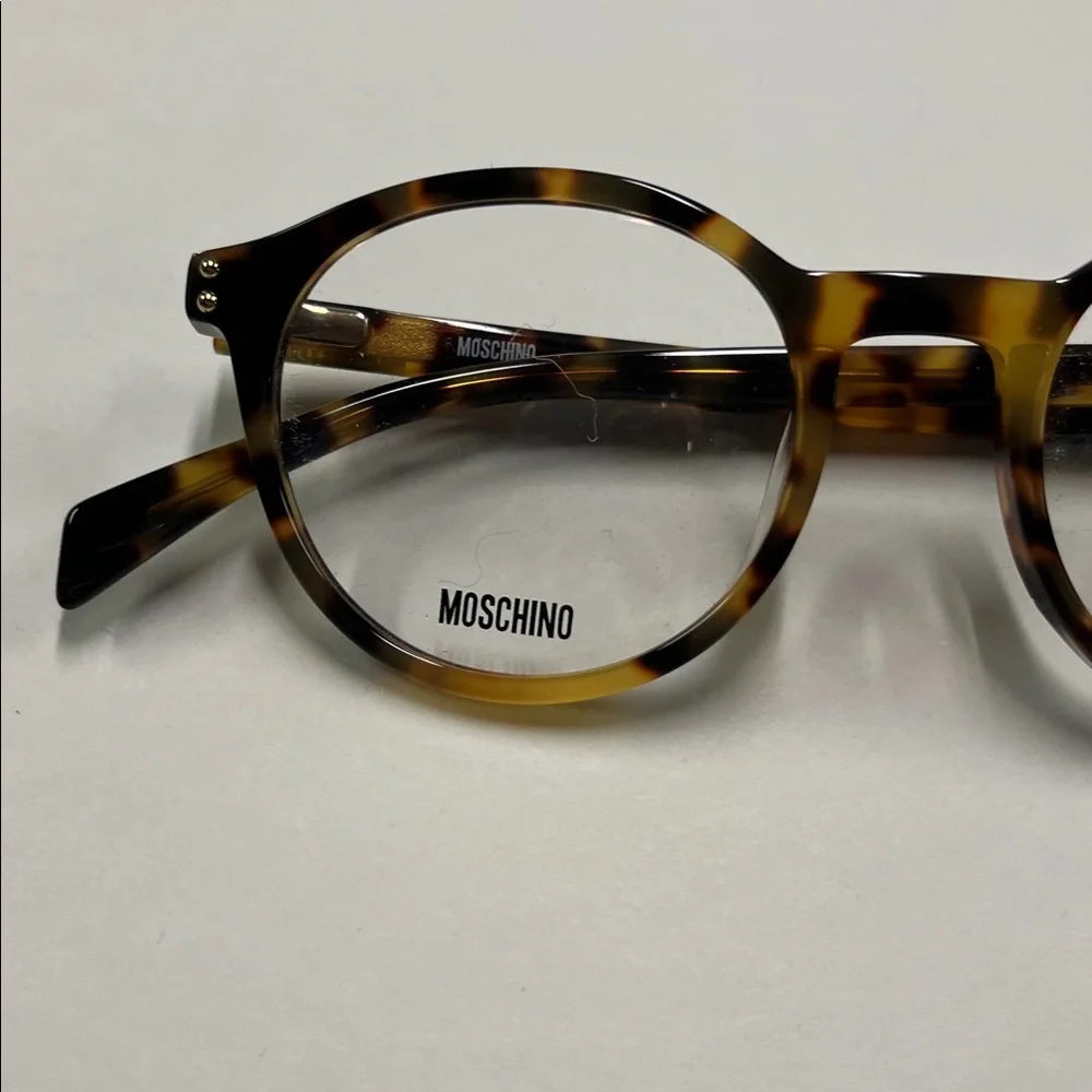 Moschino NWOT Preppy Collegiate 48-20-145 Round Brown Tortoise Eyeglass Frames